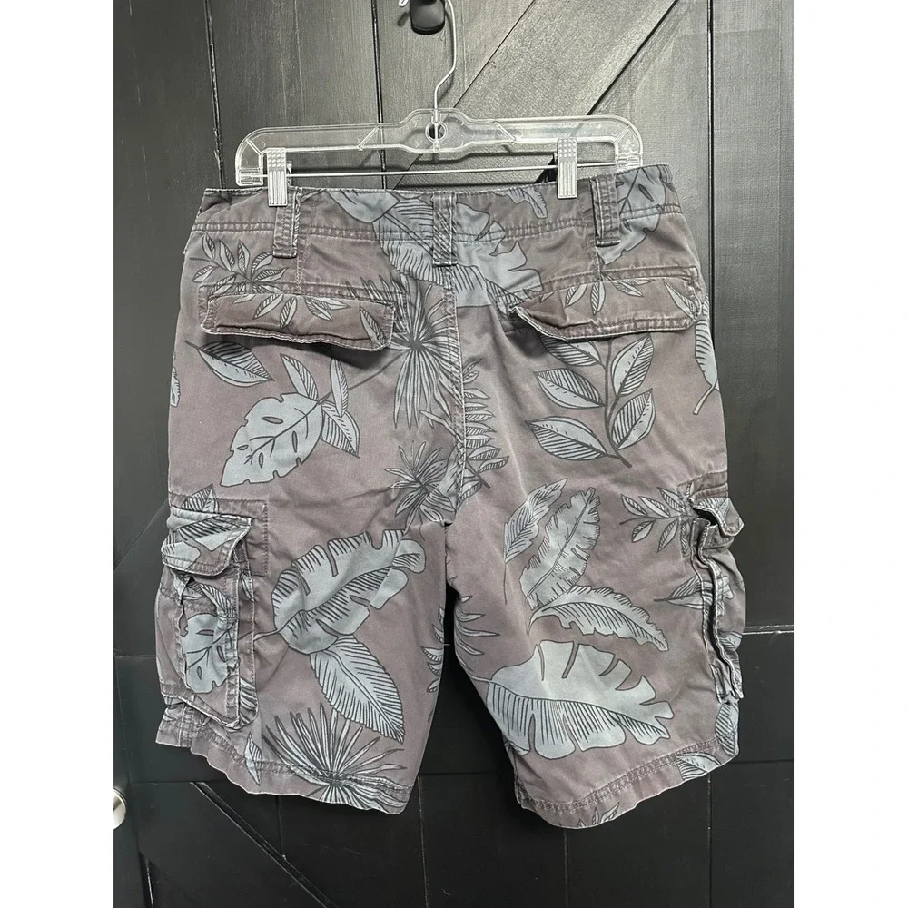 Gap Lived-In Mens Cargo Shorts Gray Tropical Leaf Print Size 34 Cotton Gorpcore - Picture 3 of 7